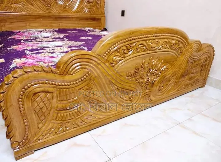 সেগুন কাঠের বক্স খাট ৬/৭ ফিট