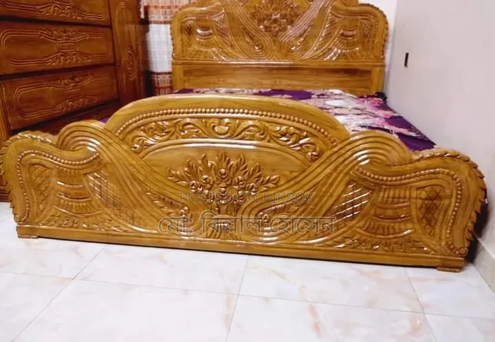 সেগুন কাঠের বক্স খাট ৬/৭ ফিট