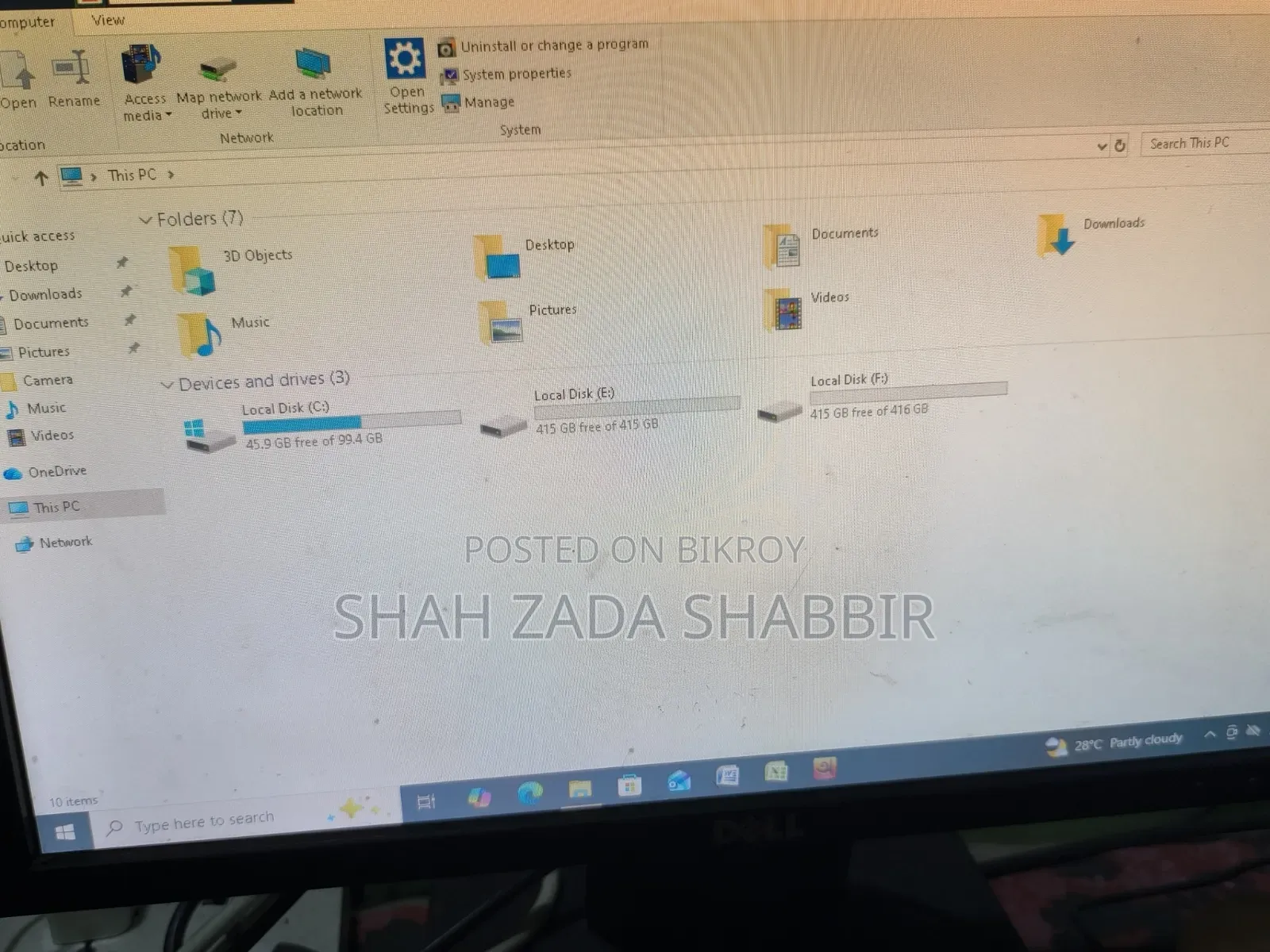 Desktop Computer Dell 4GB Intel Core i3 SSD 1T