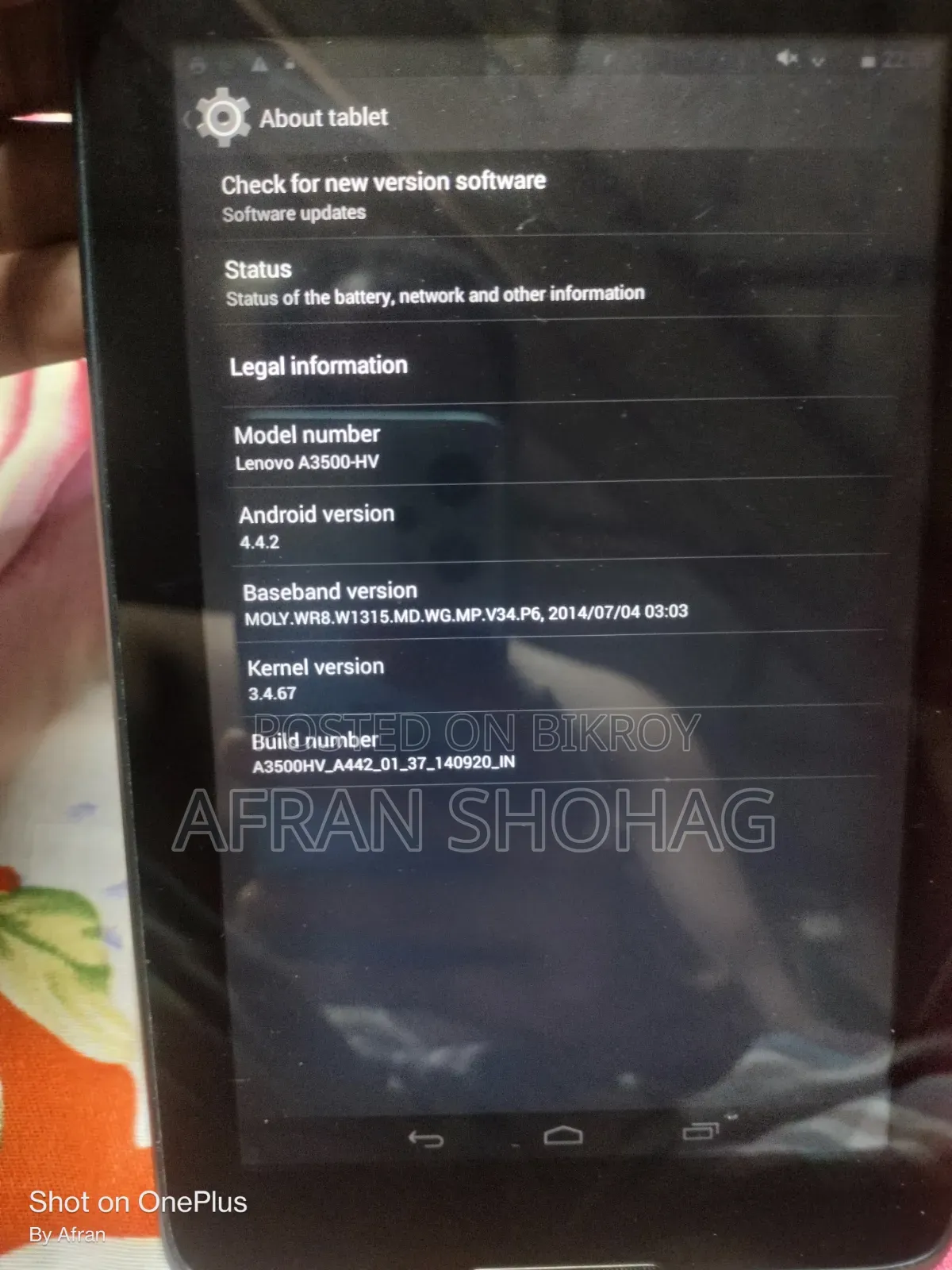 Lenovo A7-50 A3500 16 GB Black