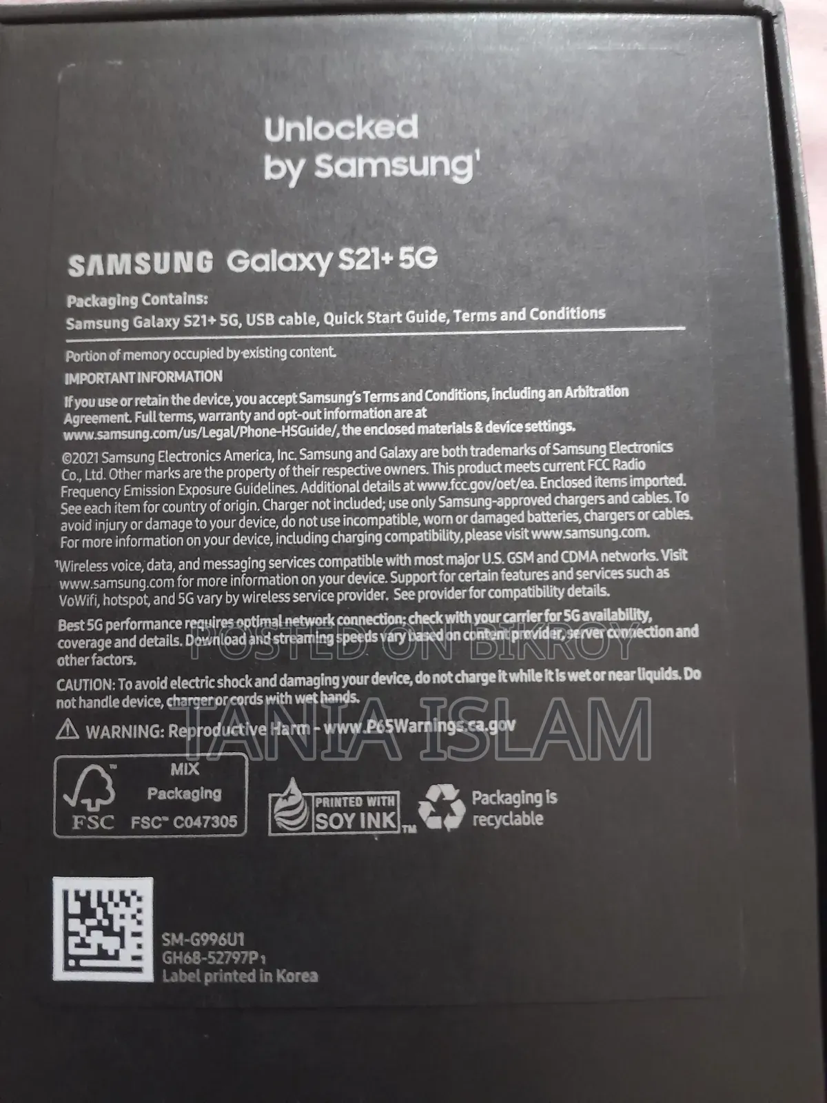 New Samsung Galaxy S21 5G 128 GB Black