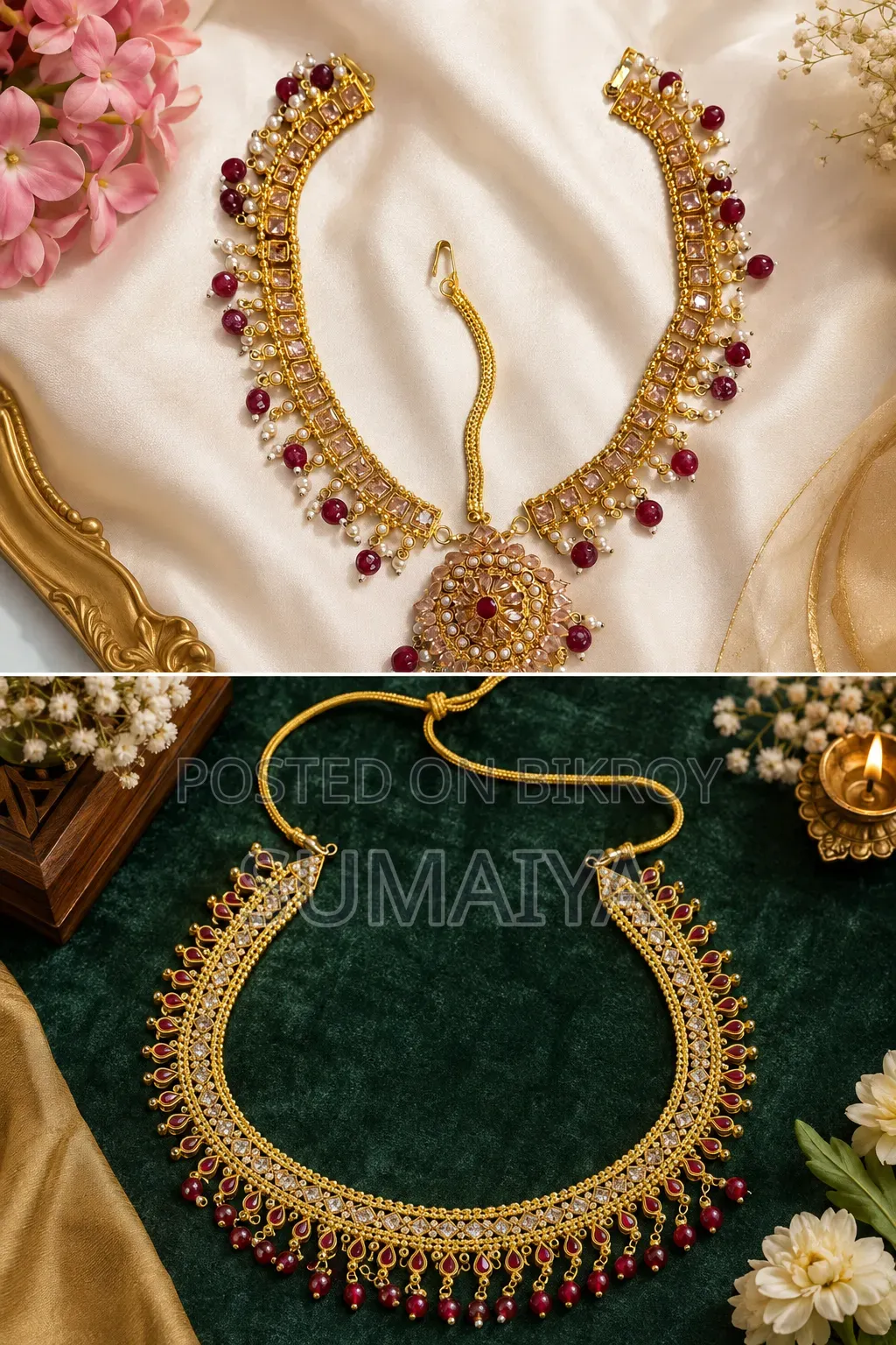 Joypuri Moti Bridal Jewelry Set(Matha Patti Long Necklace)