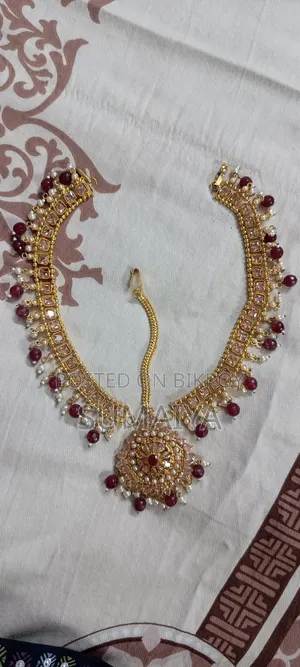 Joypuri Moti Bridal Jewelry Set(Matha Patti Long Necklace)