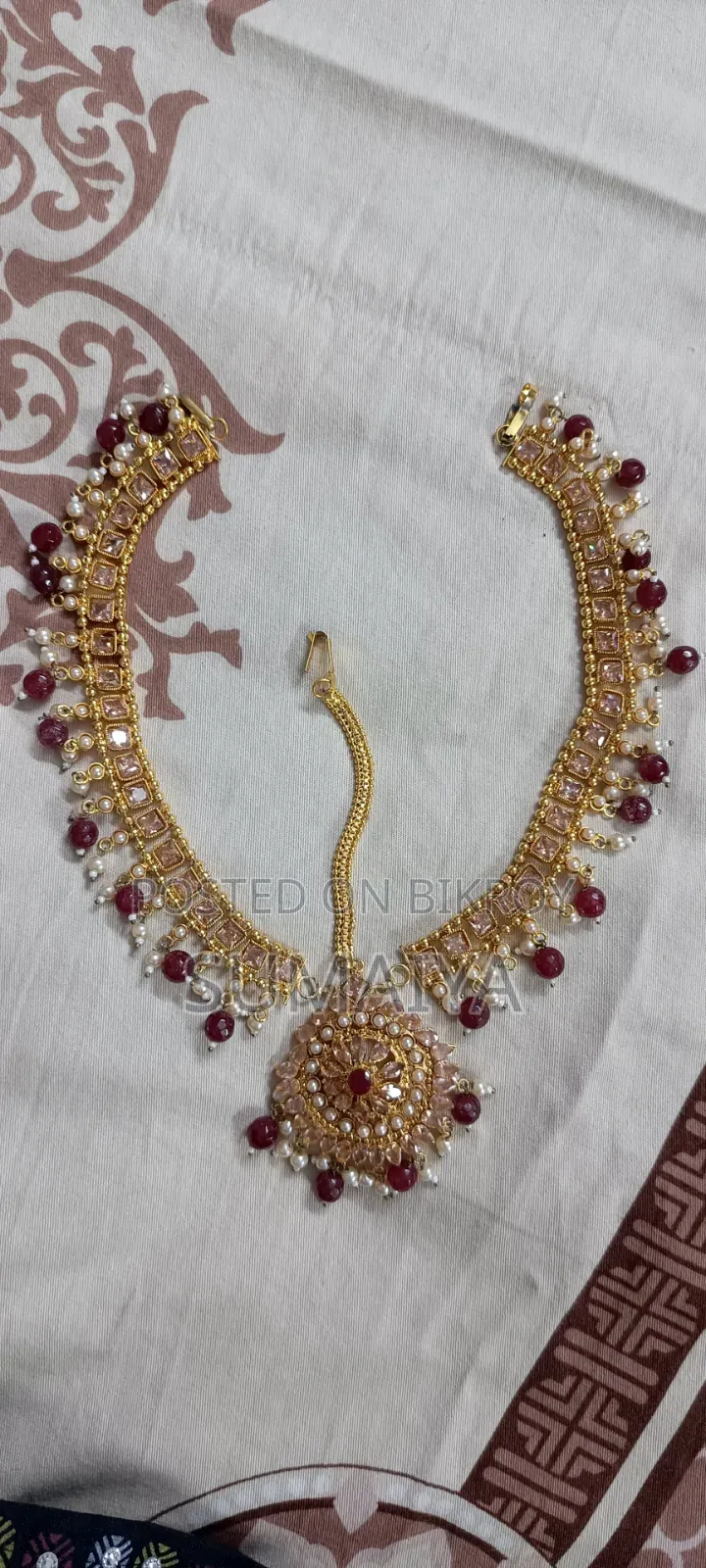 Joypuri Moti Bridal Jewelry Set(Matha Patti Long Necklace)