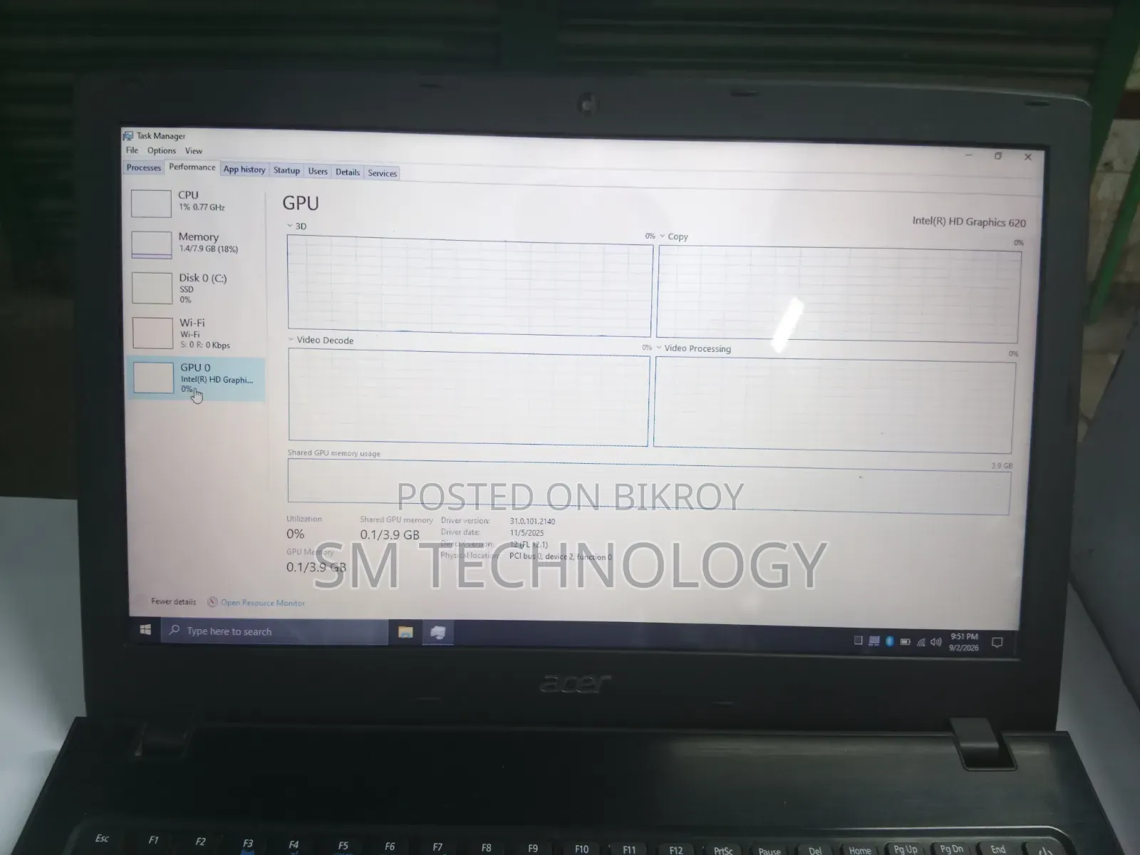 Laptop Acer Aspire 5 8GB Intel Core I5 SSD 128GB