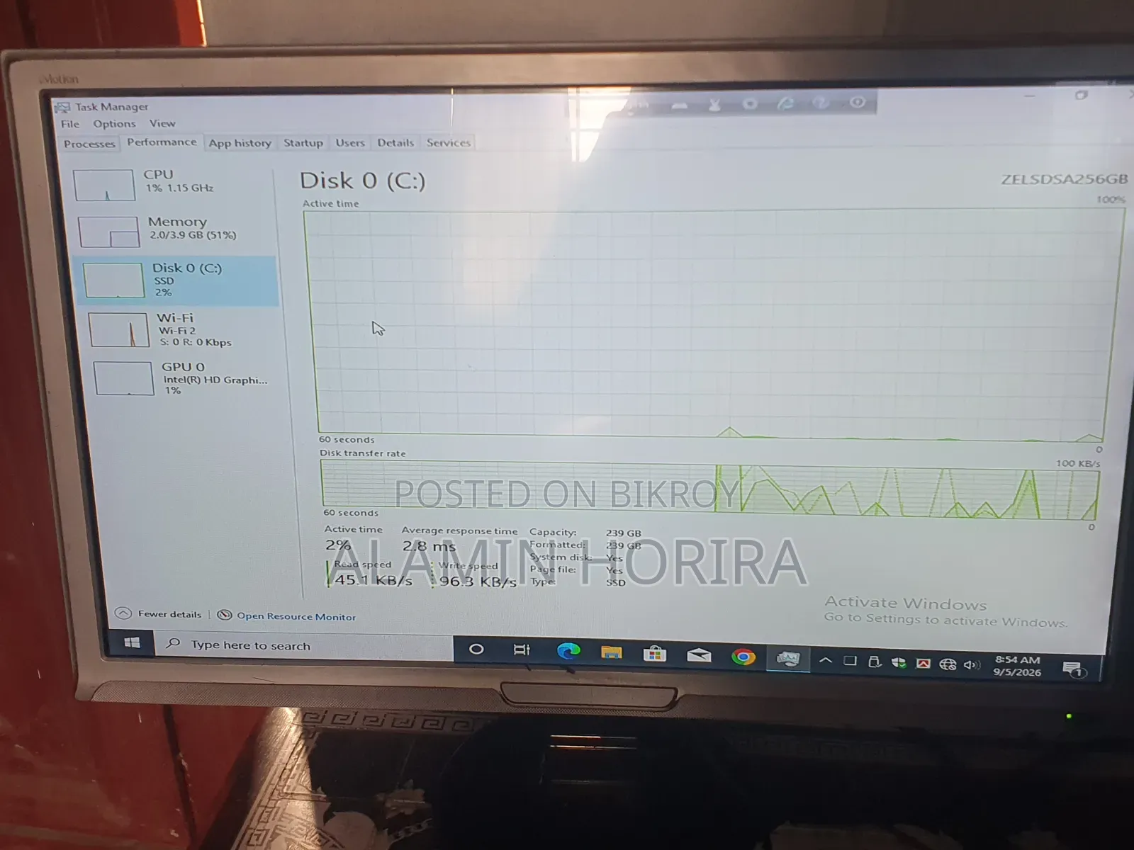Desktop Computer 4GB Intel Core I3 SSD 256GB