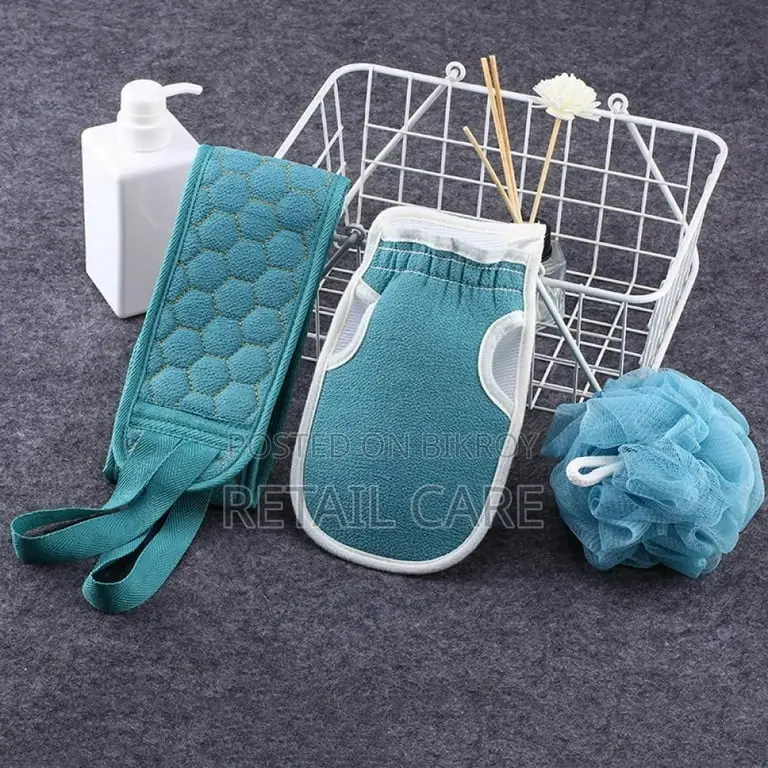 3Pcs Body Scrubber Set With Exfoliating Glove for Bathing