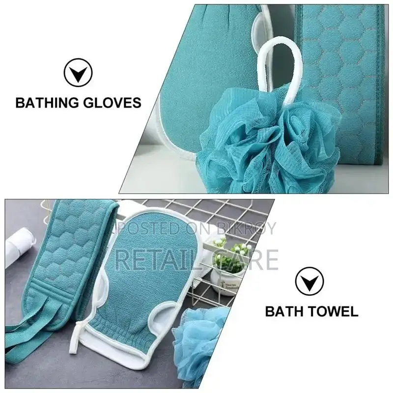 3Pcs Body Scrubber Set With Exfoliating Glove for Bathing
