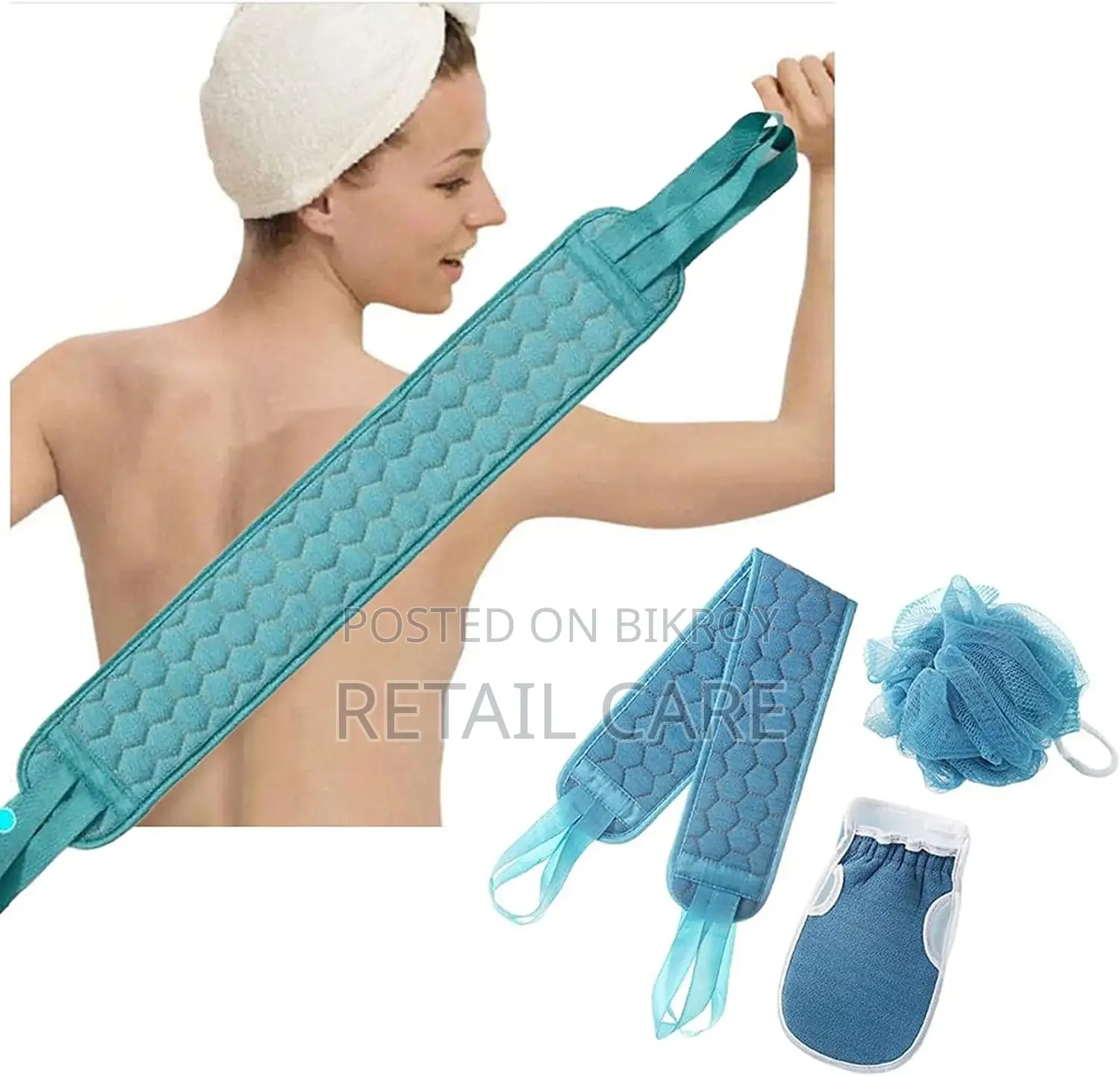 3Pcs Body Scrubber Set With Exfoliating Glove for Bathing