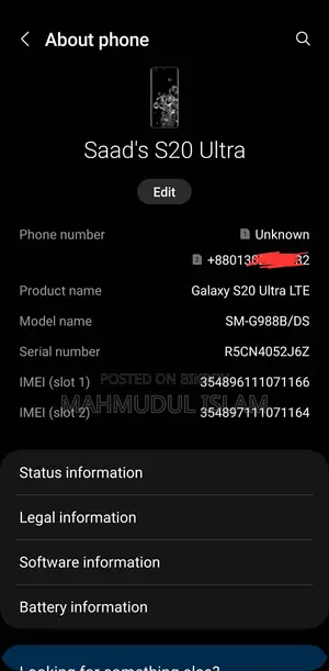 Samsung Galaxy S20 Ultra 5G 128 GB Black