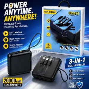 Smart Fast Charge Power Bank (20000mAh,Multi Cable Built-In)SKU: D1009