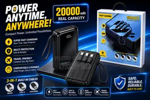 Smart Fast Charge Power Bank (20000mAh,Multi Cable Built-In)SKU: D1009
