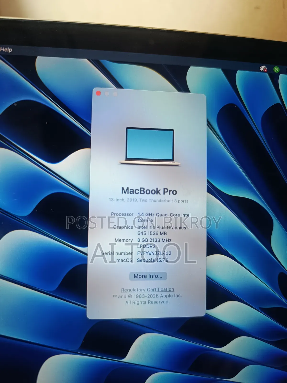 Laptop Apple MacBook Pro 2019 8GB Intel Core I5 SSD 256GB