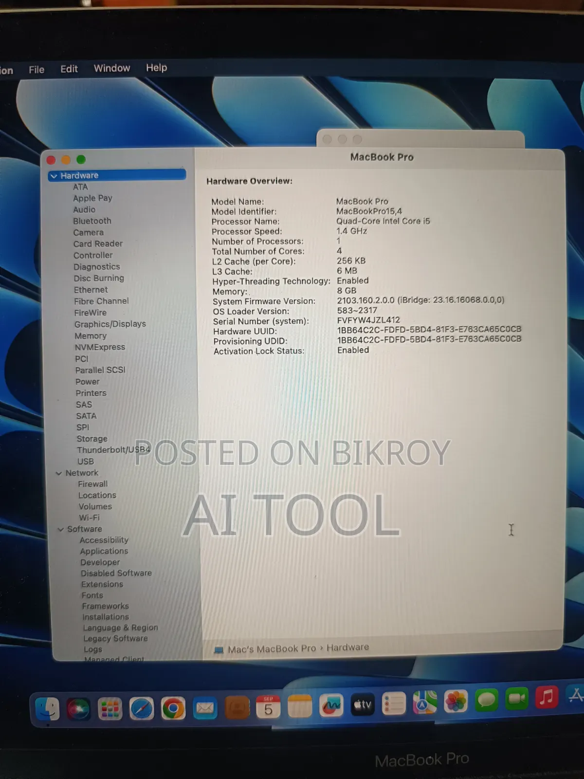 Laptop Apple MacBook Pro 2019 8GB Intel Core I5 SSD 256GB