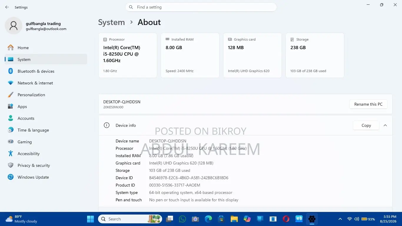 Laptop Lenovo ThinkPad X280 8GB Intel Core I5 SSD 256GB
