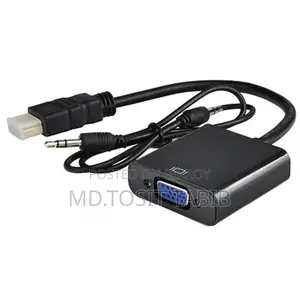 HDMI to VGA Adapter Converter With Sound Cable/Audio Port ***Black***