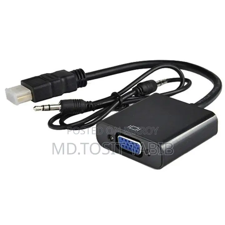 HDMI to VGA Adapter Converter With Sound Cable/Audio Port ***Black***