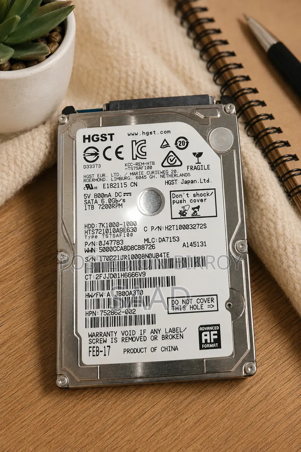 HGST 1tb Hardisk 100% Health