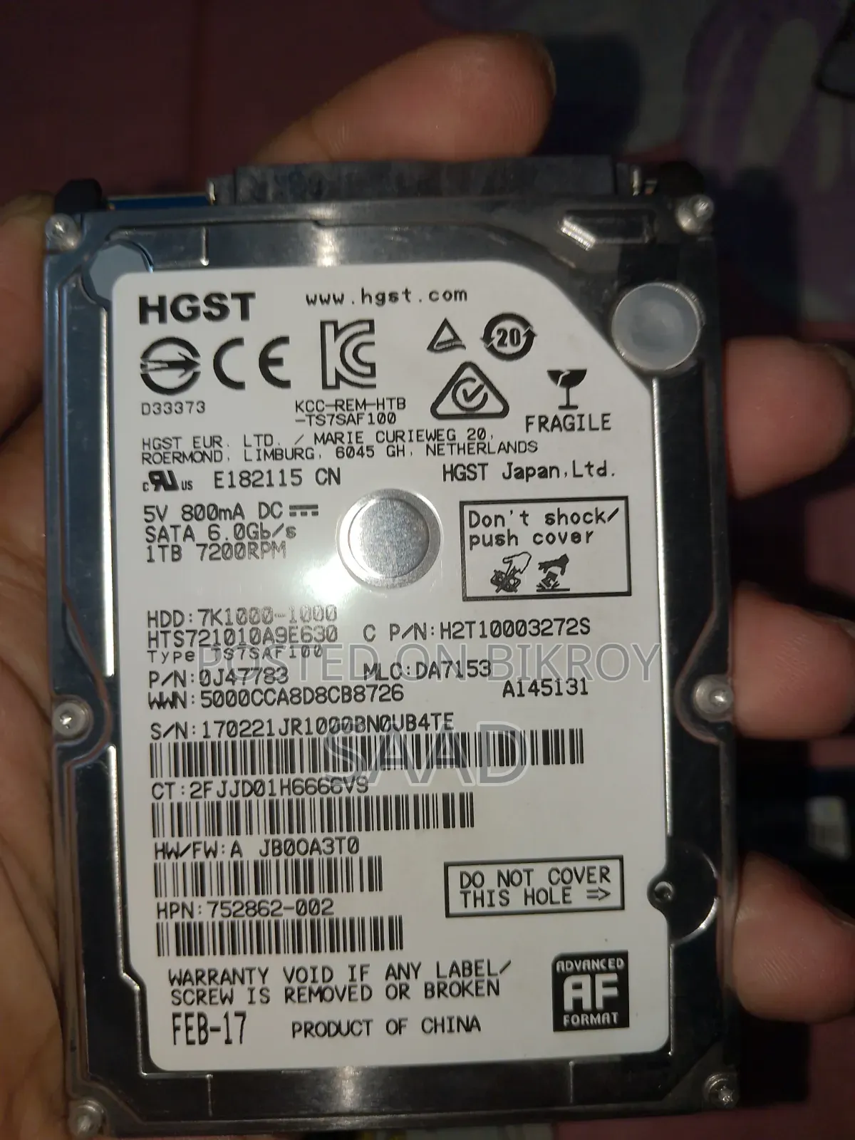 HGST 1tb Hardisk 100% Health