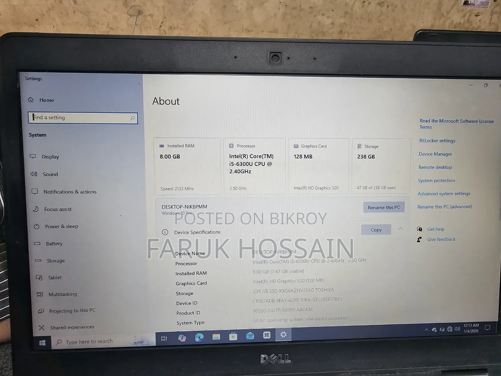 Laptop Dell Latitude E7470 8GB Intel Core I5 SSD 256GB