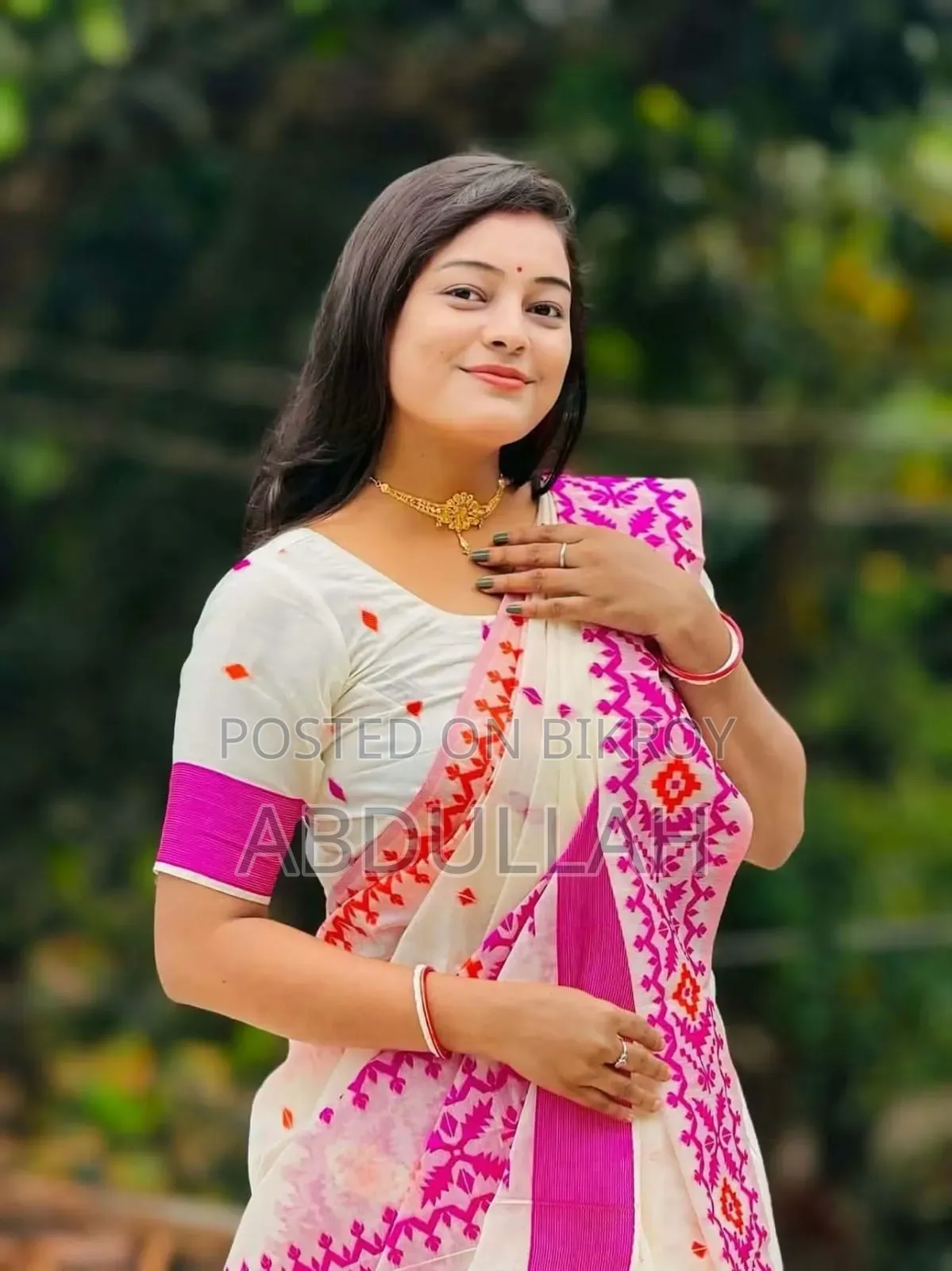 পূজা স্পেশাল হাফ সিল্ক স্ক্রিন প্রিন্ট শাড়ি