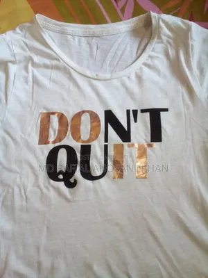 Women’s White “DON’T QUIT” Graphic T-Shirt – Casual Wear
