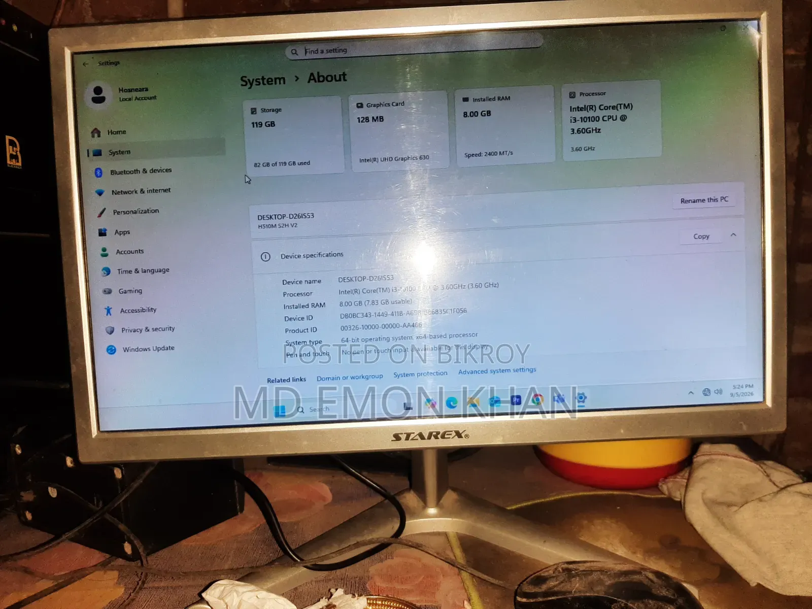 Desktop Computer 8GB Intel Core I3 SSD 128GB