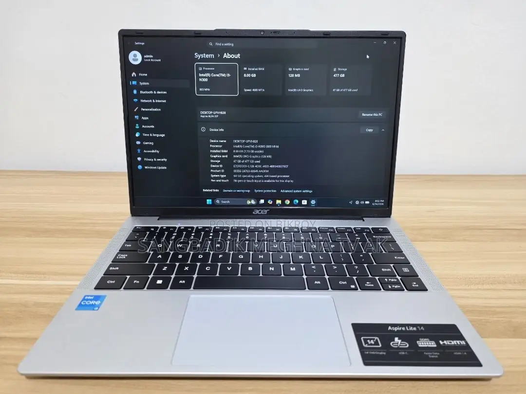 Laptop Acer 4GB Intel SSD 500GB