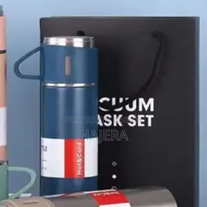 3 in 1 Vacuum Insulated Thermal Flask Set With Cup Set (Random Color)