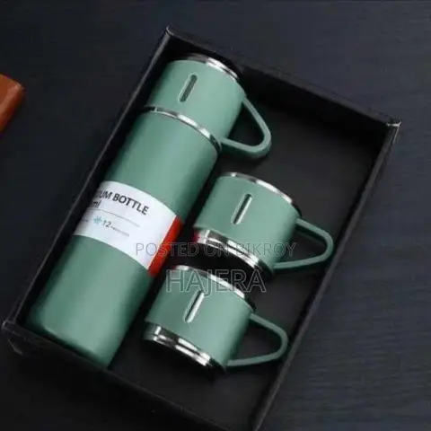 3 in 1 Vacuum Insulated Thermal Flask Set With Cup Set (Random Color)