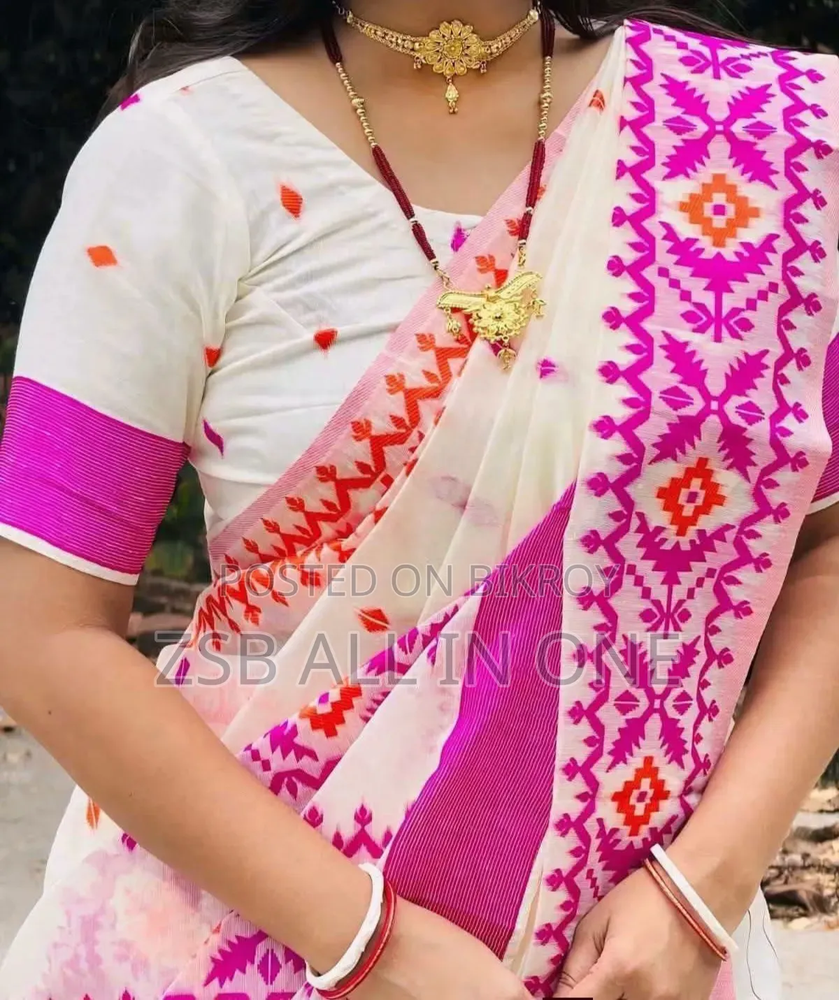 Half Silk Screen Print Saree