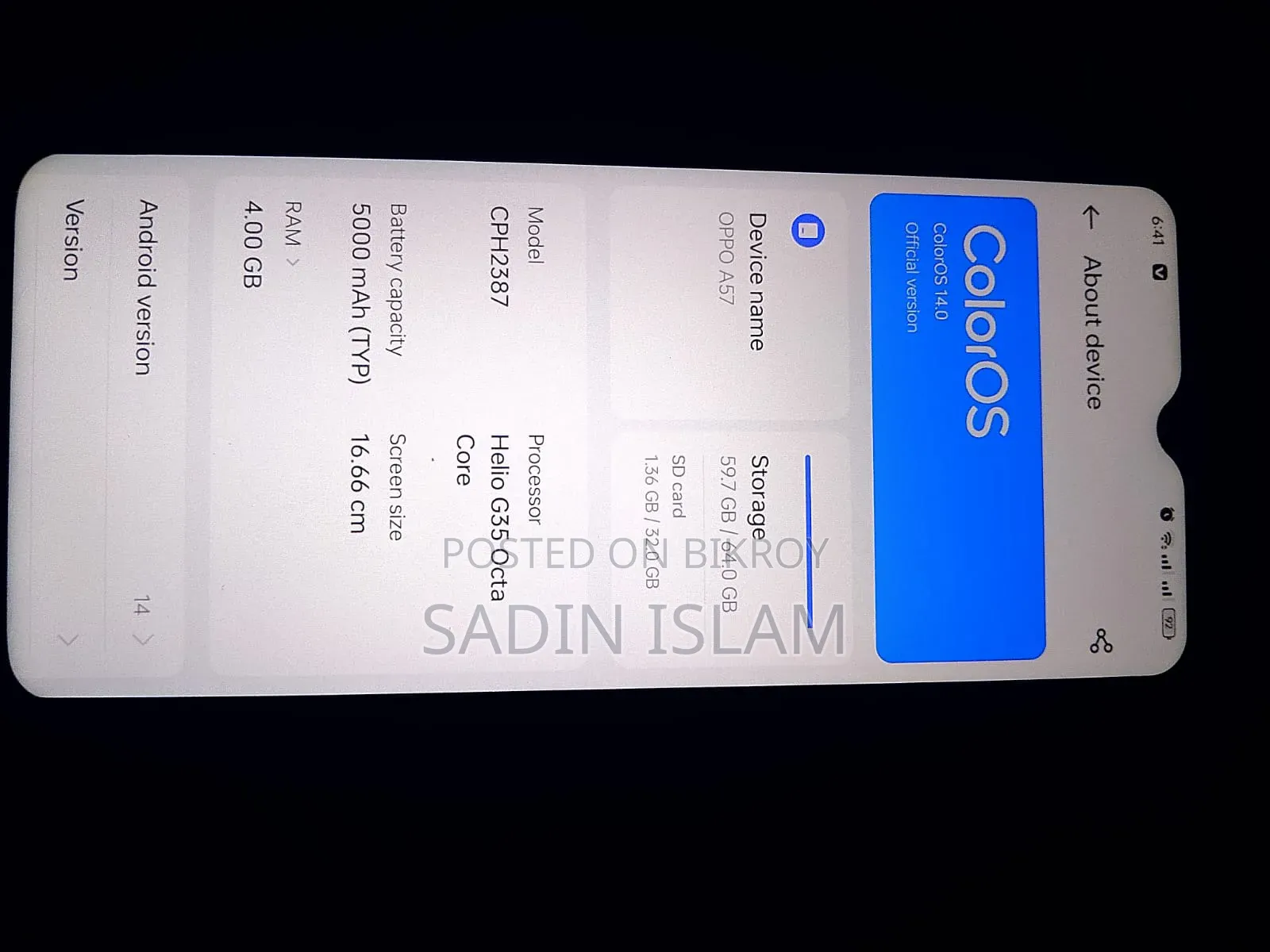 Oppo A57 64 GB Black