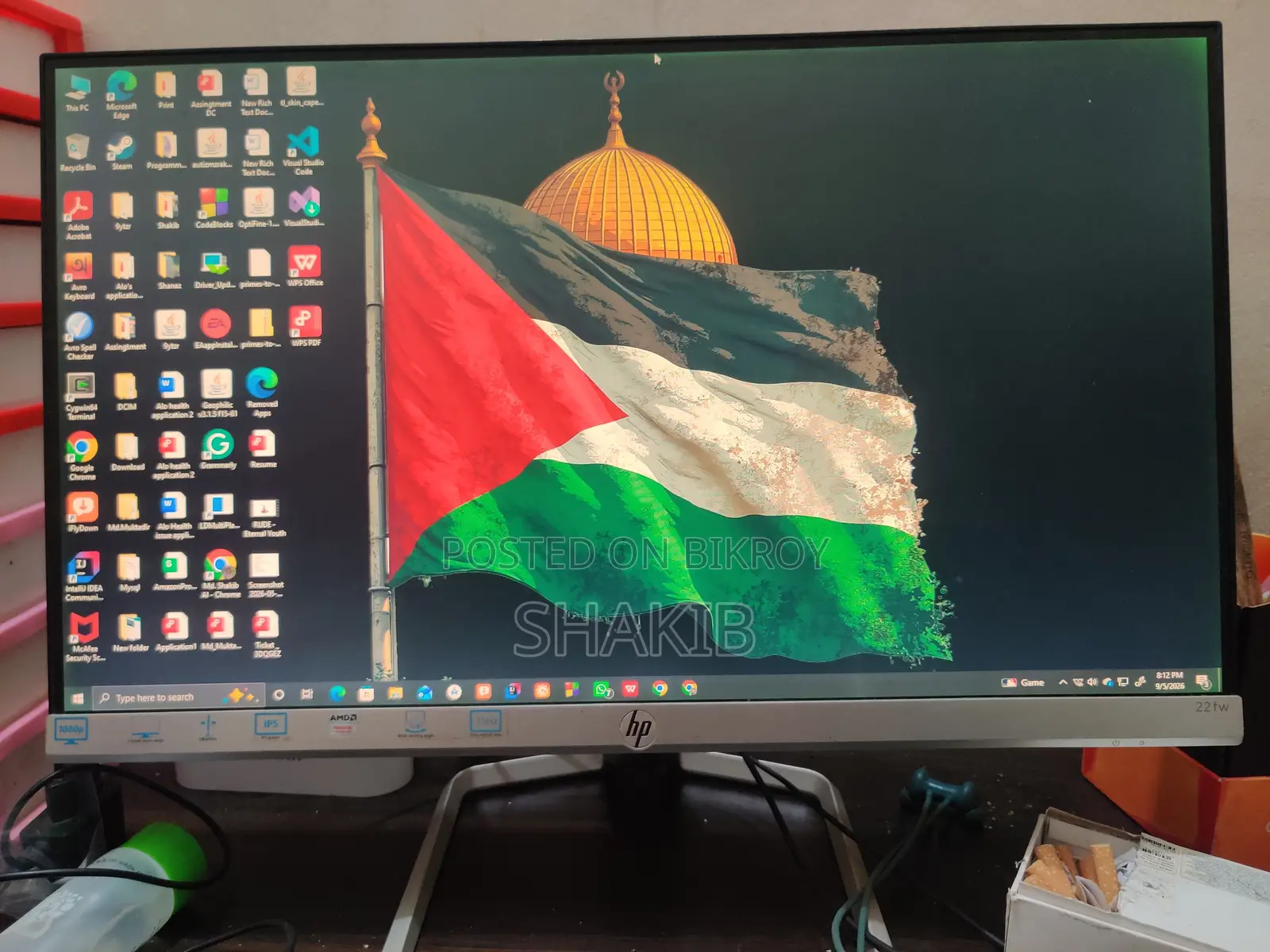 HP 22fw IPS Anti-Glare Full-Hd 21.5 Inch VGA HDMI Monitor #3KS60AA