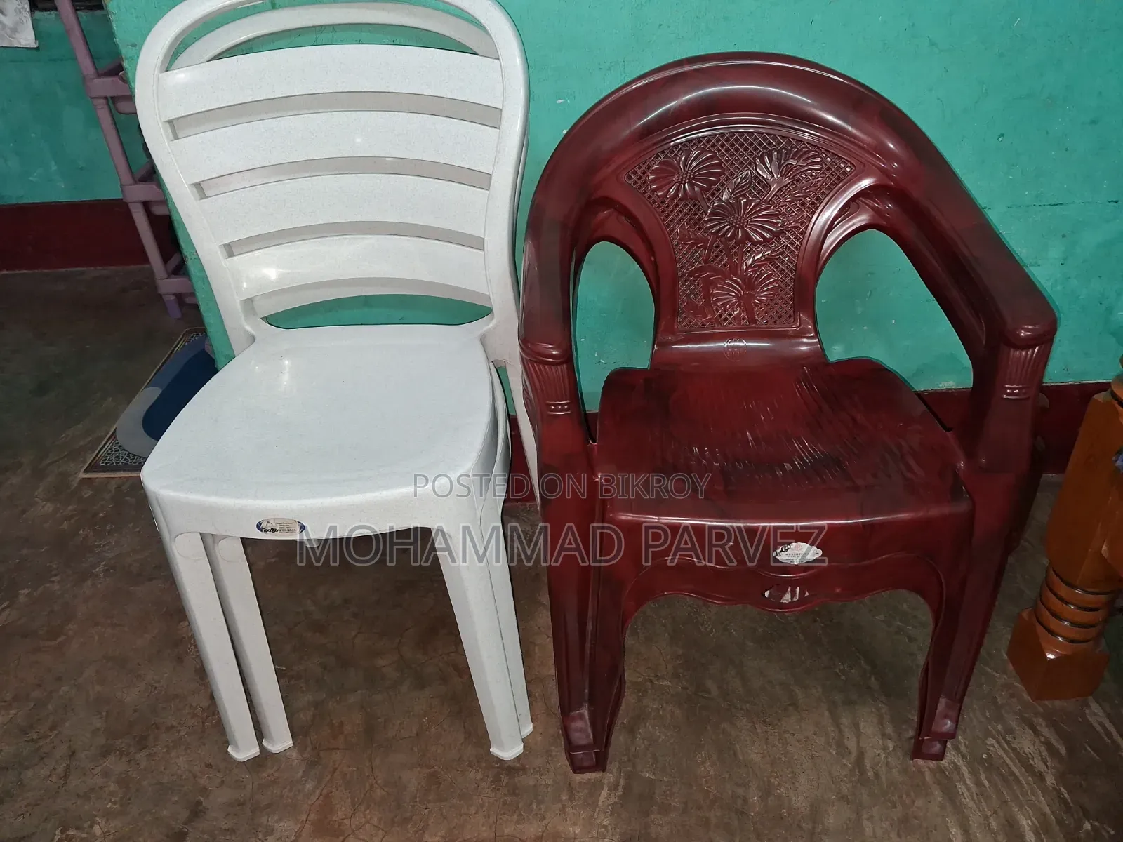 RFL Chair (Maroon Color)/Akij Plastics Chair (White Color)