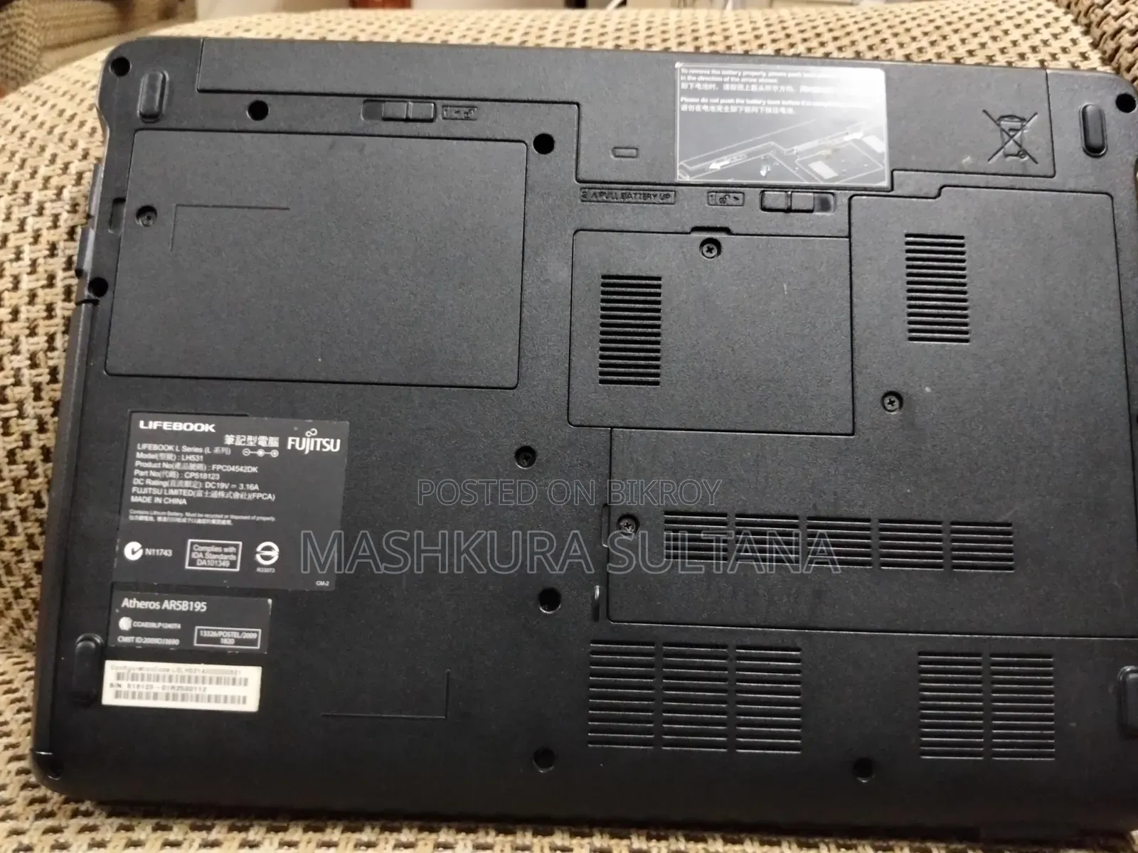 Laptop Fujitsu Lifebook LH531 4GB Intel Core I3 HDD 320GB
