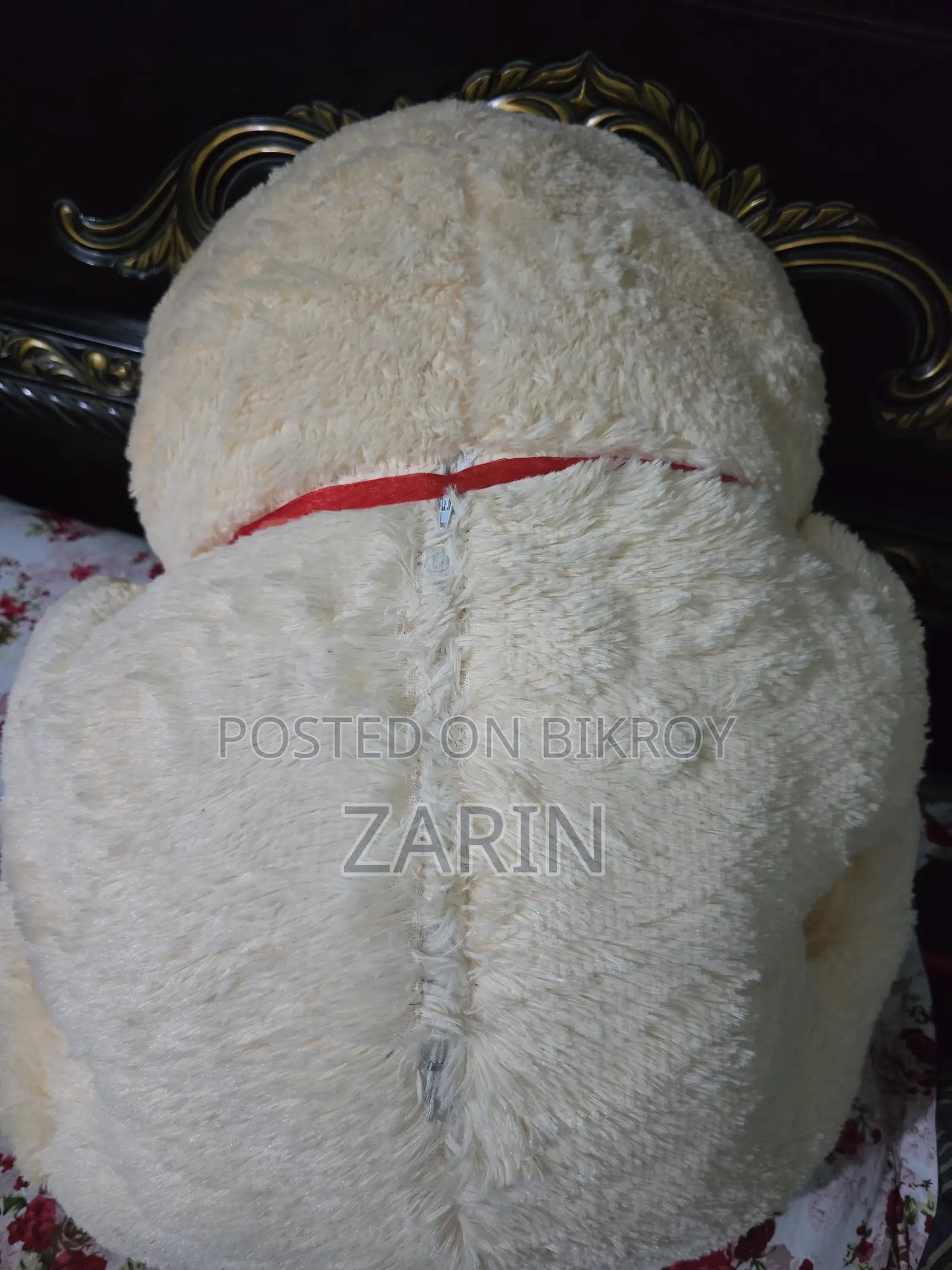 Large, Light Cream-Colored Plush Teddy Bear