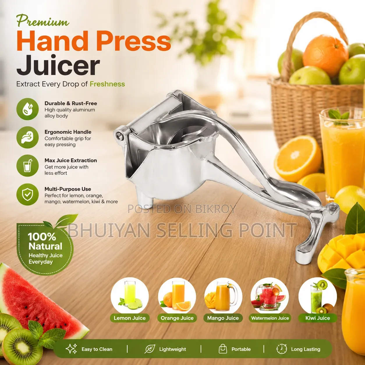 Aluminum Alloy Manual Juicer Processor
