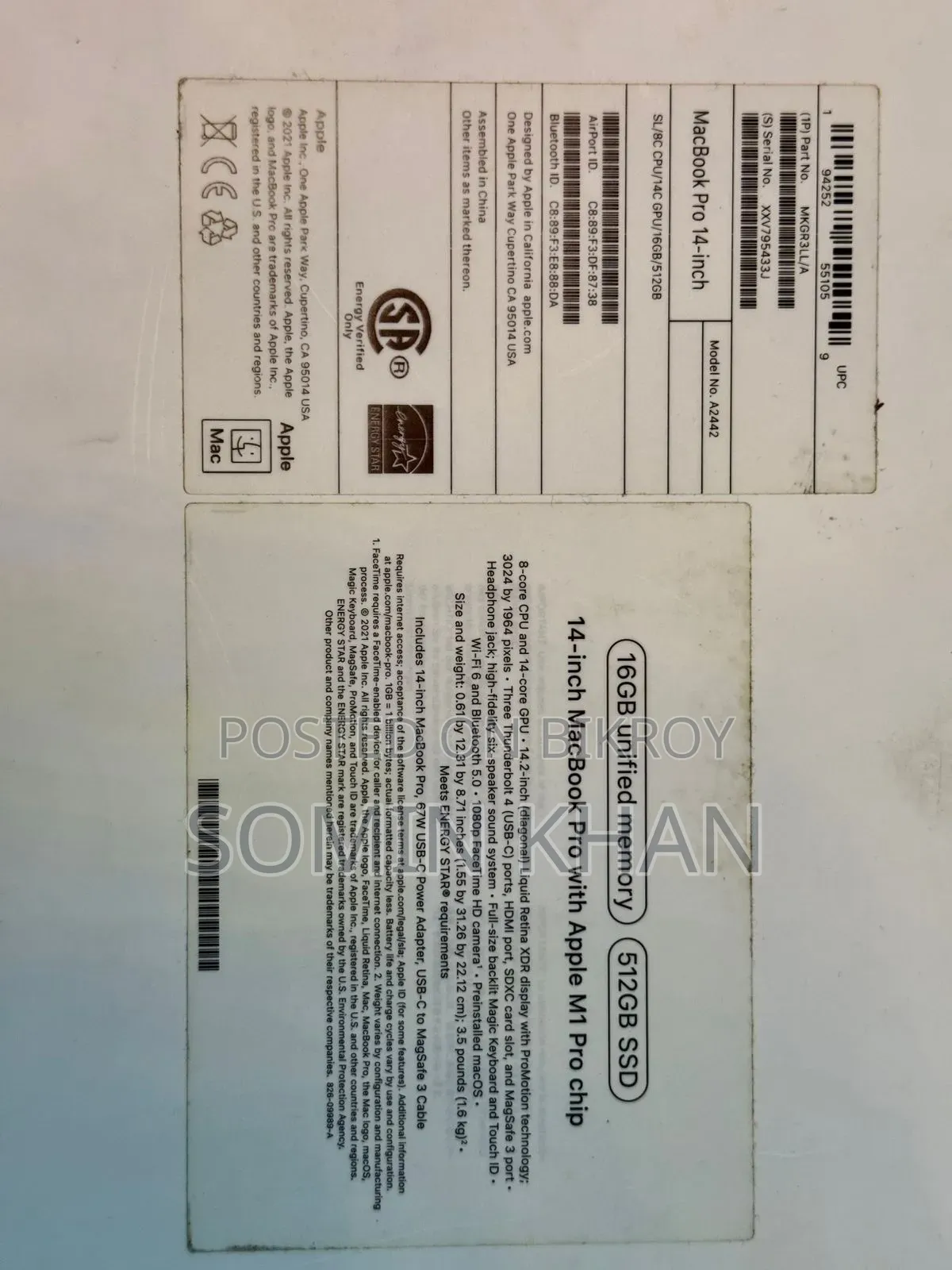 Laptop Apple MacBook Pro 2021 M1 16GB Apple M1 SSD 512GB