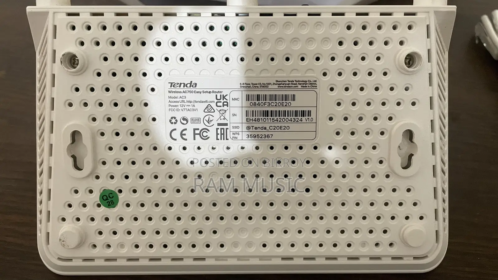 Wifi Router (Tenda AC750)