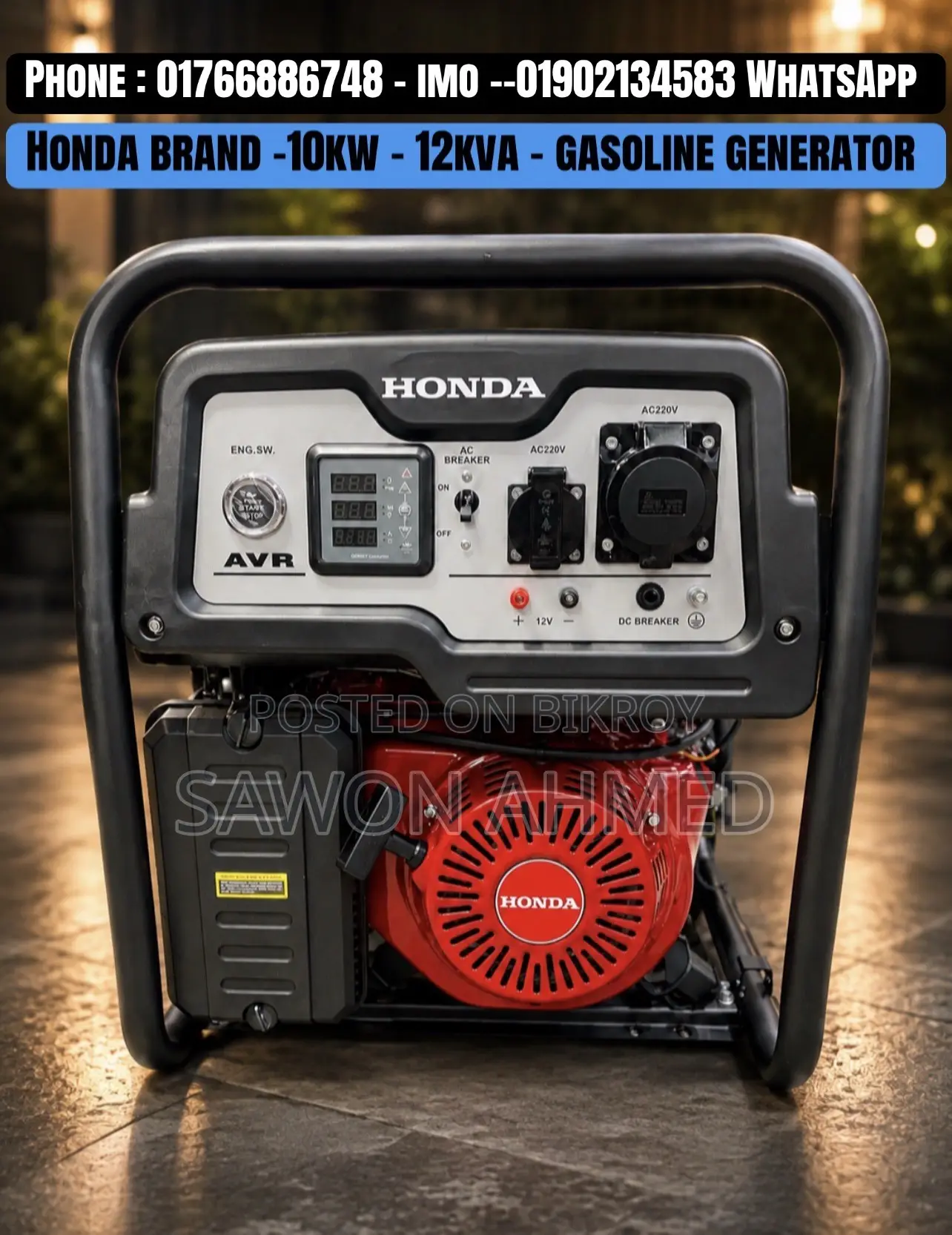 HONDA Brand Ar 10kw 12kva Gasoline Generator