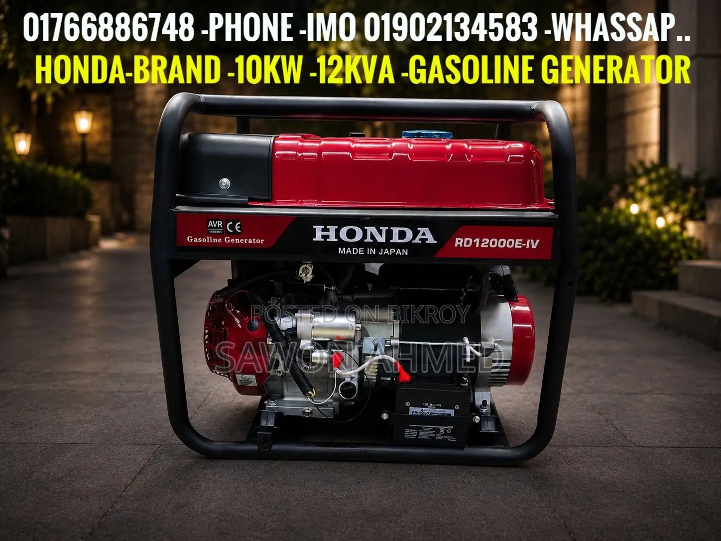 HONDA Brand Ar 10kw 12kva Gasoline Generator