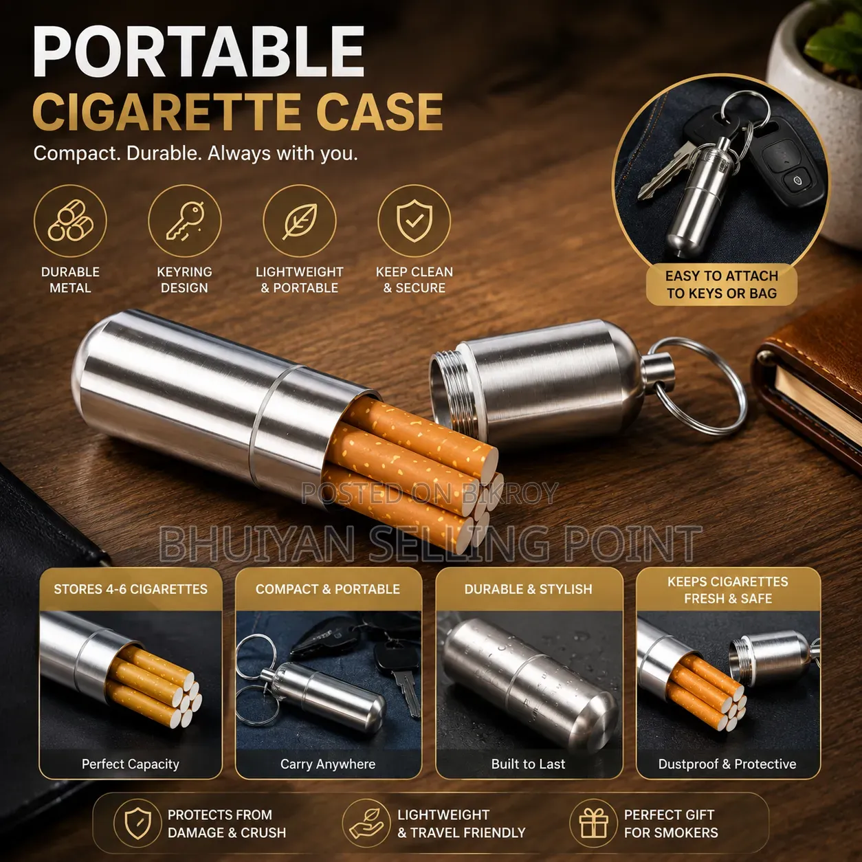 Waterproof Silver Cigarette Case