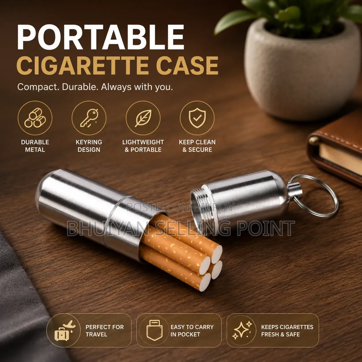 Waterproof Silver Cigarette Case