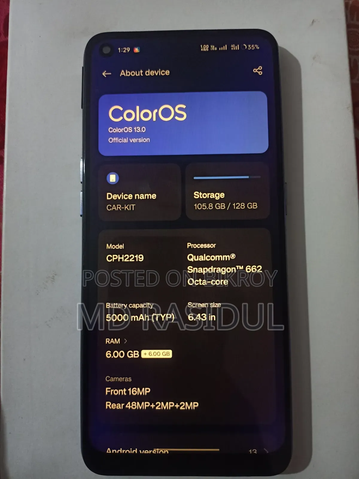 Oppo F19S 128 GB Silver