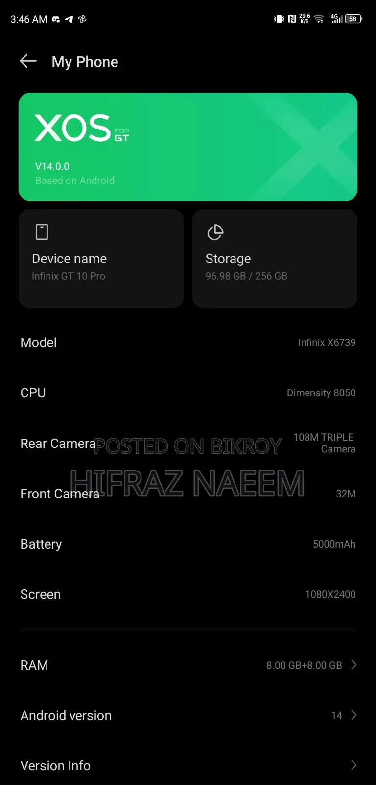 Infinix GT 10 Pro 256 GB Black