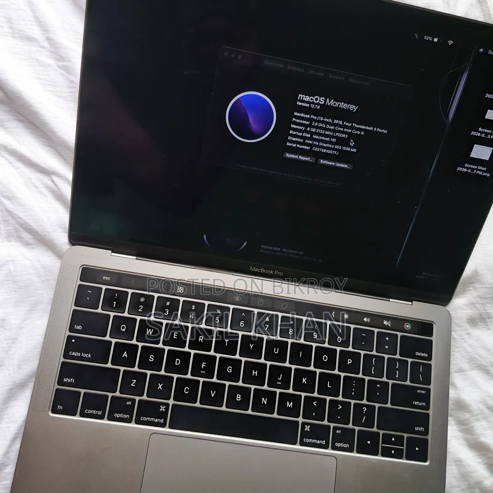 Laptop Apple MacBook Pro 2016 8GB Intel Core i5 SSD 256GB