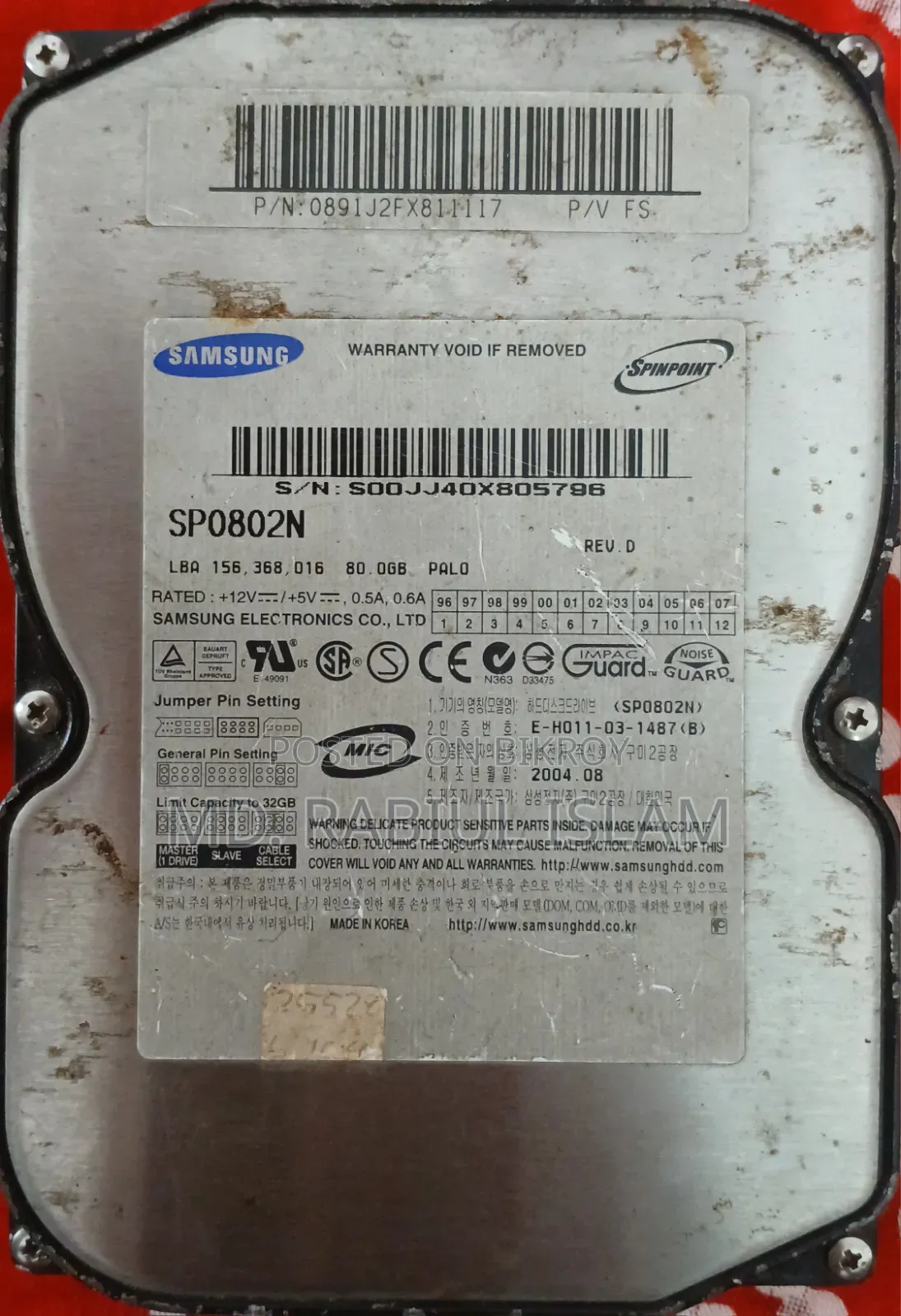 Samsung SP0802N HDD + Circuit Board