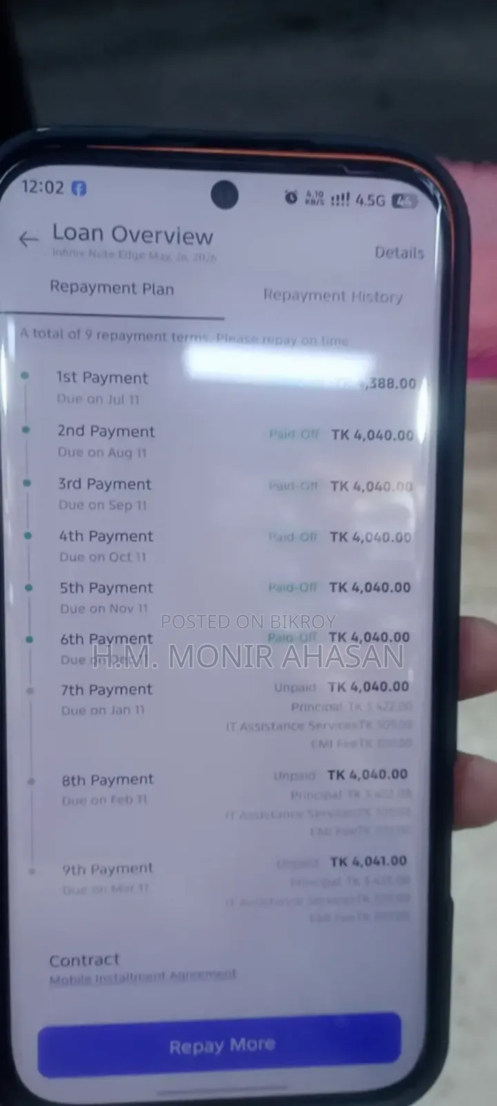 Infinix Note Edge 256 GB Orange