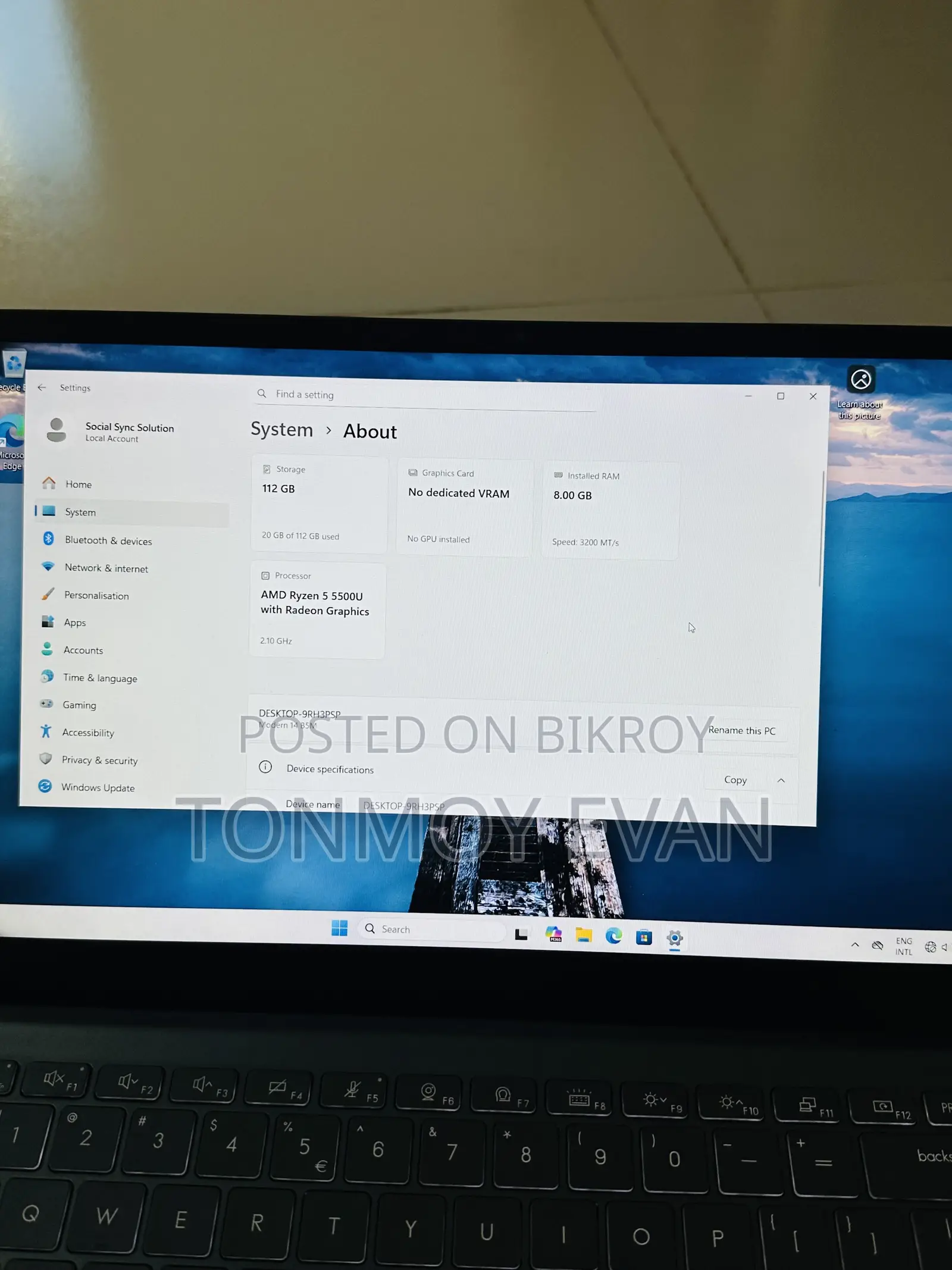 Laptop MSI Modern 14 8GB AMD Ryzen 5 SSD 128GB