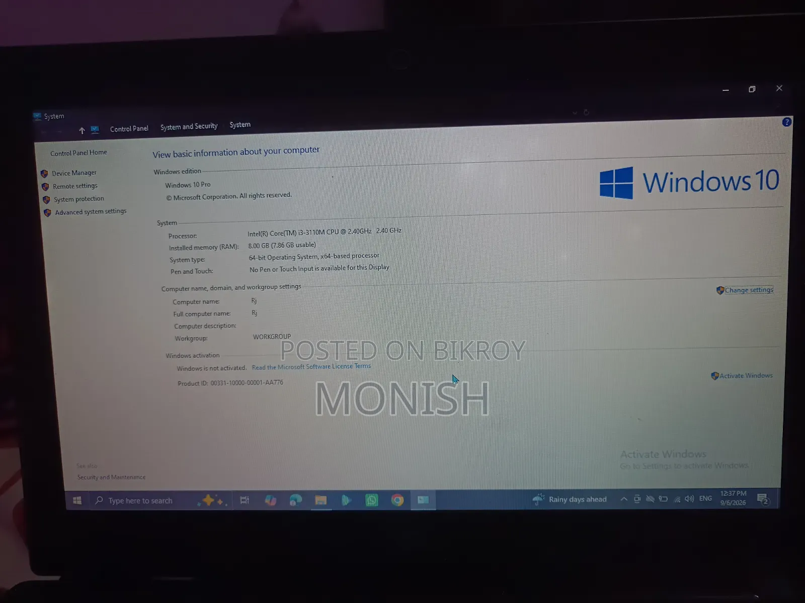 Laptop HP 15 4GB Intel Core i3 HDD+SSD 128GB